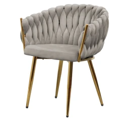 Jídelní křeslo, šedohnědá Taupe Velvet látka/gold chrom zlatý, DEILA
