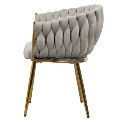 Jídelní křeslo, šedohnědá Taupe Velvet látka/gold chrom zlatý, DEILA