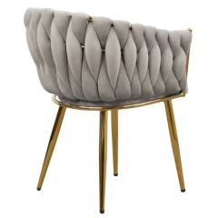 Jídelní křeslo, šedohnědá Taupe Velvet látka/gold chrom zlatý, DEILA