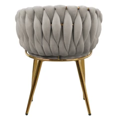 Jídelní křeslo, šedohnědá Taupe Velvet látka/gold chrom zlatý, DEILA