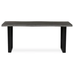 Stůl jídelní, 180x90x75 cm, MDF deska, dekor šedý dub, kovová nohy ve tvaru U, černý matný lak HT-F4218 GREY