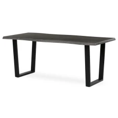 Stůl jídelní, 180x90x75 cm, MDF deska, dekor šedý dub, kovová nohy ve tvaru U, černý matný lak HT-F4218 GREY