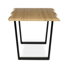 Stůl jídelní, 180x90x75 cm, MDF deska, dekor divoký dub, kovová nohy ve tvaru U, černý matný lak HT-F4218 OAK