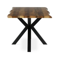 Stůl jídelní, 180x90x75 cm, MDF deska, dekor staré dřevo, kovová noha ve tvaru hvězdy, černý lak HT-F4618 OLW
