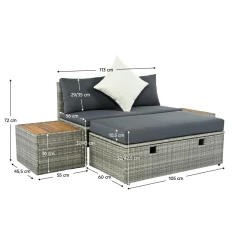 Zahradní ratanový set, šedá/přírodní/krémová, DEBRA