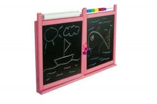 Dětská magnetická/křídová tabule na stěnu - růžová