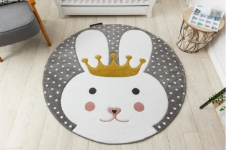 Dywany Łuszczów dětský kusový koberec Petit Bunny grey kulatý