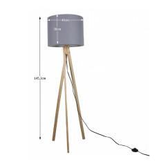 Stojací lampa, šedá / přírodní dřevo, LILA Typ 7