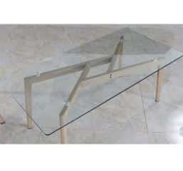 Konferenční stolek, sklo / kov s úpravou buk, PEDREK Typ 2