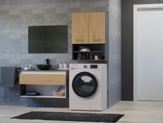 Závěsná koupelnová skříňka Pema MINI antracit/dub artisan