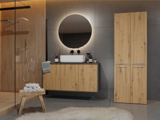 Koupelnová skříňka Noeli 2DD2K antracit/dub artisan