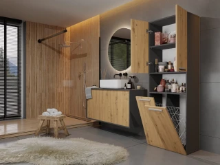 Koupelnová skříňka Noeli 2DK2K antracit/dub artisan