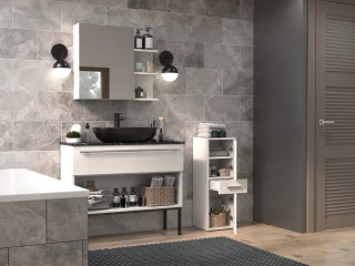 Koupelnová skříňka Noeli V 2D1S bílá/bílý lesk
