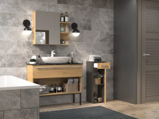 Koupelnová skříňka Noeli V 1D1S antracit/dub artisan