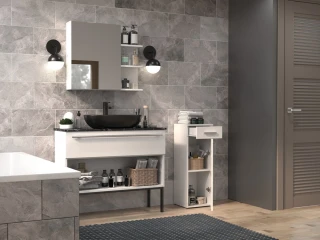 Koupelnová skříňka Noeli V 1D1S bílá/bílý lesk