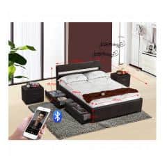 Moderní postel s Bluetooth reproduktory a RGB LED osvětlením, černá, 160x200, Fabala
