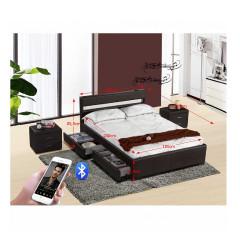 Moderní postel s Bluetooth reproduktory a RGB LED osvětlením, černá, 180x200, Fabala