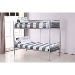 Kovová patrová postel, stříbrná, 90x200, VLADIS