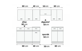 Kuchyň JUNONA 230 cm, bílá/dub delano světlý č.3