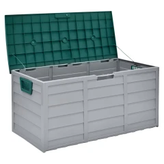Zahradní úložný box, šedá/zelená, KORTEZ