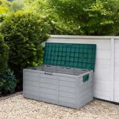 Zahradní úložný box, šedá/zelená, KORTEZ
