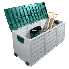 Zahradní úložný box, šedá/zelená, KORTEZ