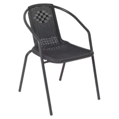 Zahradní stohovatelná židle, černá, ocel/plast, FRENY