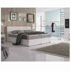 Komfortní postel, šedá látka / bílá ekokůže, 180x200, NOVARA KOMFORT