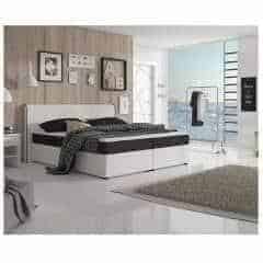 Komfortní postel, černá látka / bílá ekokůže, 160x200, NOVARA MEGAKOMFORT
