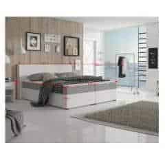 Komfortní postel, šedá látka / bílá ekokůže, 160x200, NOVARA MEGAKOMFORT VISCO