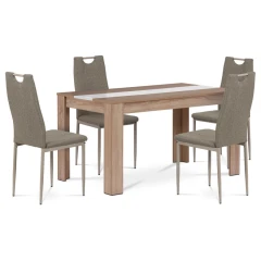 Jídelní set 1+4, stůl 138x80 cm, MDF dub sonoma, židle cappucino. látka a lak B140SONDCL393CAP