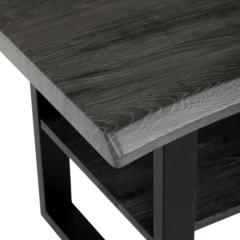Stůl konferenční, 120x60x55 cm, MDF deska, dekor šedý dub, kov, police, černý lak CT-F4212 GREY