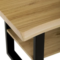 Stůl konferenční, 120x60x55 cm, MDF deska, dekor divoký dub, kov, police, černý lak CT-F4212 OAK