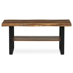 Stůl konferenční, 120x60x55 cm, MDF deska, dekor staré dřevo, kov, police, černý lak CT-F4212 OLW