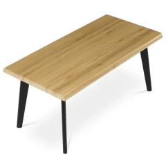 Stůl konferenční, 120x60x55 cm, MDF deska, dekor divoký dub, kov, černý lak CT-F4412 OAK