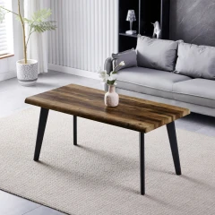 Stůl konferenční, 120x60x55 cm, MDF deska, dekor staré dřevo, kov, černý lak CT-F4412 OLW