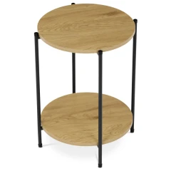 Přístavný stolek, MDF, dekor divoký dub, kov, černý lak CT-G1005 OAK
