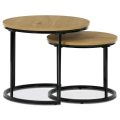 Set 2 ks stolků, MDF deska, dekor divoký dub, kovová podnož, černý lak CT-G1145 OAK