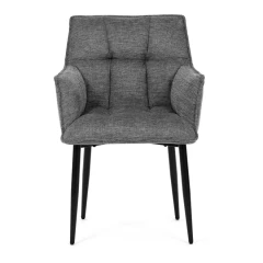 Židle jídelní, šedá vodoodpudivá látka, černý matný lak, kovové nohy DCH-J2139 GREY2