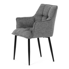 Židle jídelní, šedá vodoodpudivá látka, černý matný lak, kovové nohy DCH-J2139 GREY2