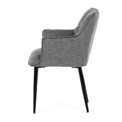 Židle jídelní, šedá vodoodpudivá látka, černý matný lak, kovové nohy DCH-J2139 GREY2