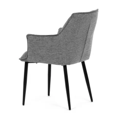 Židle jídelní, šedá vodoodpudivá látka, černý matný lak, kovové nohy DCH-J2139 GREY2