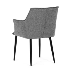 Židle jídelní, šedá vodoodpudivá látka, černý matný lak, kovové nohy DCH-J2139 GREY2
