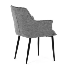 Židle jídelní, šedá vodoodpudivá látka, černý matný lak, kovové nohy DCH-J2139 GREY2