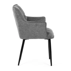 Židle jídelní, šedá vodoodpudivá látka, černý matný lak, kovové nohy DCH-J2139 GREY2