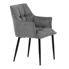 Židle jídelní, šedá vodoodpudivá látka, černý matný lak, kovové nohy DCH-J2139 GREY2