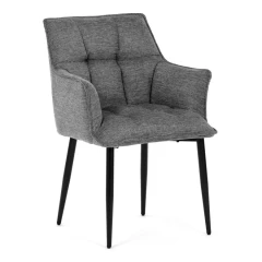 Židle jídelní, šedá vodoodpudivá látka, černý matný lak, kovové nohy DCH-J2139 GREY2