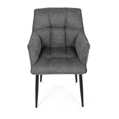 Židle jídelní, šedá vodoodpudivá látka, černý matný lak, kovové nohy DCH-J2139 GREY2