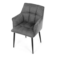 Židle jídelní, šedá vodoodpudivá látka, černý matný lak, kovové nohy DCH-J2139 GREY2