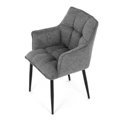 Židle jídelní, šedá vodoodpudivá látka, černý matný lak, kovové nohy DCH-J2139 GREY2